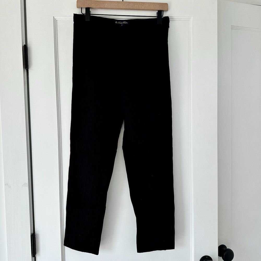 Brooks Brothers Womens Pants Black 4 Side Zip Ankle Stretch Cotton Blend Texture